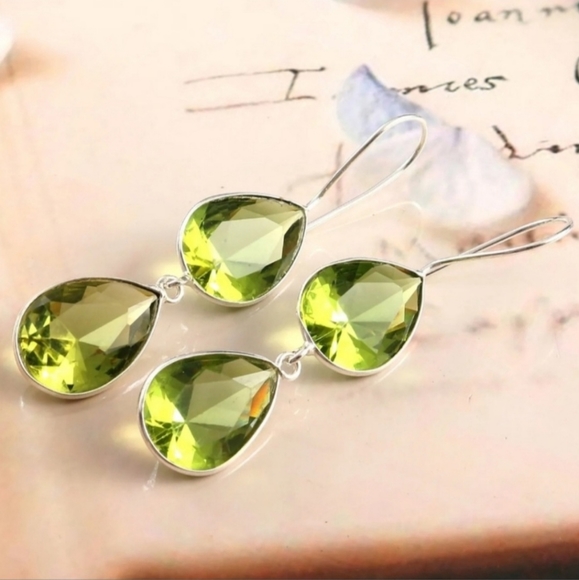 A Special T Jewelry - 925 SS Natural Peridot Drop Earrings
